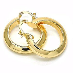 🌞 14k Gold Plated Medium Hoop, Golden Tone 🌞